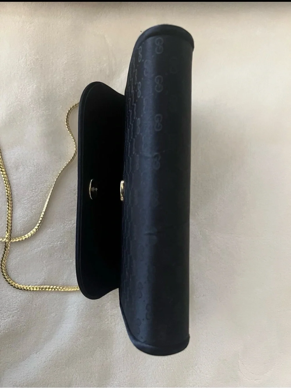 🩷Gucci Black Monogram Flap Clutch with Gold Double G Hardware🩷